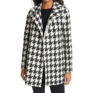 THEORY Womens Black Wool Blend Belted Pocketed Houndstooth Wrap Jacket Size: XL